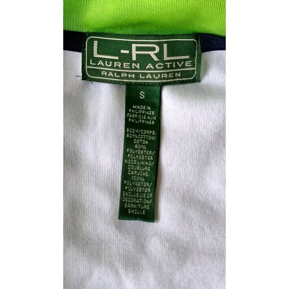 L-RL Lauren Active Track Jacket Size Small Full Zip White Blue Zip Away Hoodie - Picture 4 of 10